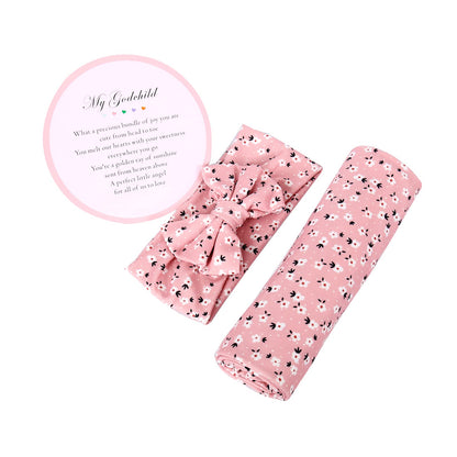 Galabloomer Newborn Receiving Blanket Headband Set Baby Flower Swaddle (vintage flower)