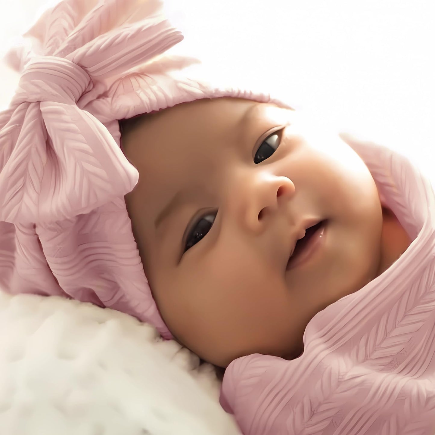 Jastore Baby Infant Swaddle Blankets for Girls 3PCS Newborn Accessories Set with Matching Hat and Bow Headband (Pale Pink, 33"*35")