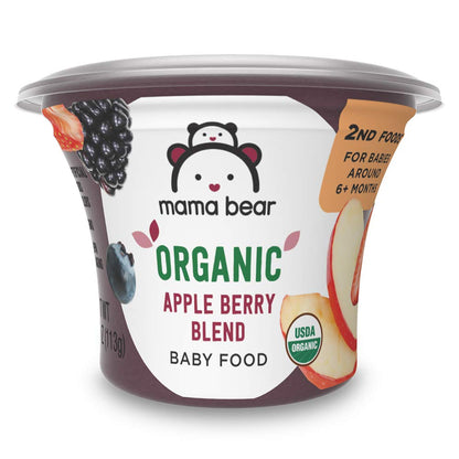 Amazon Brand - Mama Bear Organic Baby Food, Fruit Variety Pack, Apples, Apple Berry Blend, Bananas, Pears, vegetarian, 4 ounce (Pack of 12)