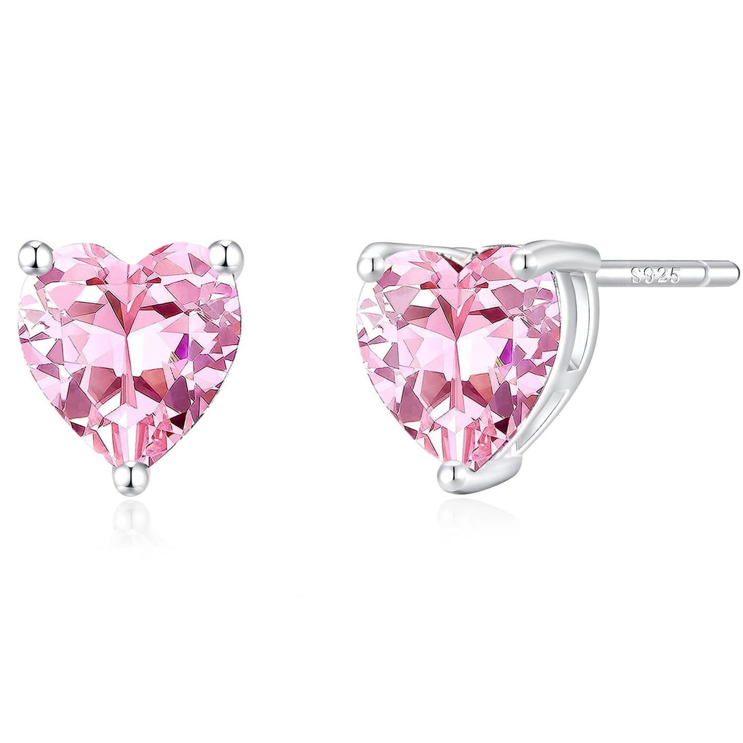 14K Gold Plated Stud Earrings 925 Sterling Silver Post Earrings Heart Love Cubic Zirconia Stud Earrings Small Cute for Women