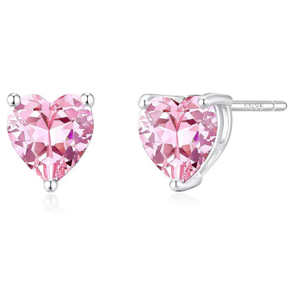 14K Gold Plated Stud Earrings 925 Sterling Silver Post Earrings Heart Love Cubic Zirconia Stud Earrings Small Cute for Women