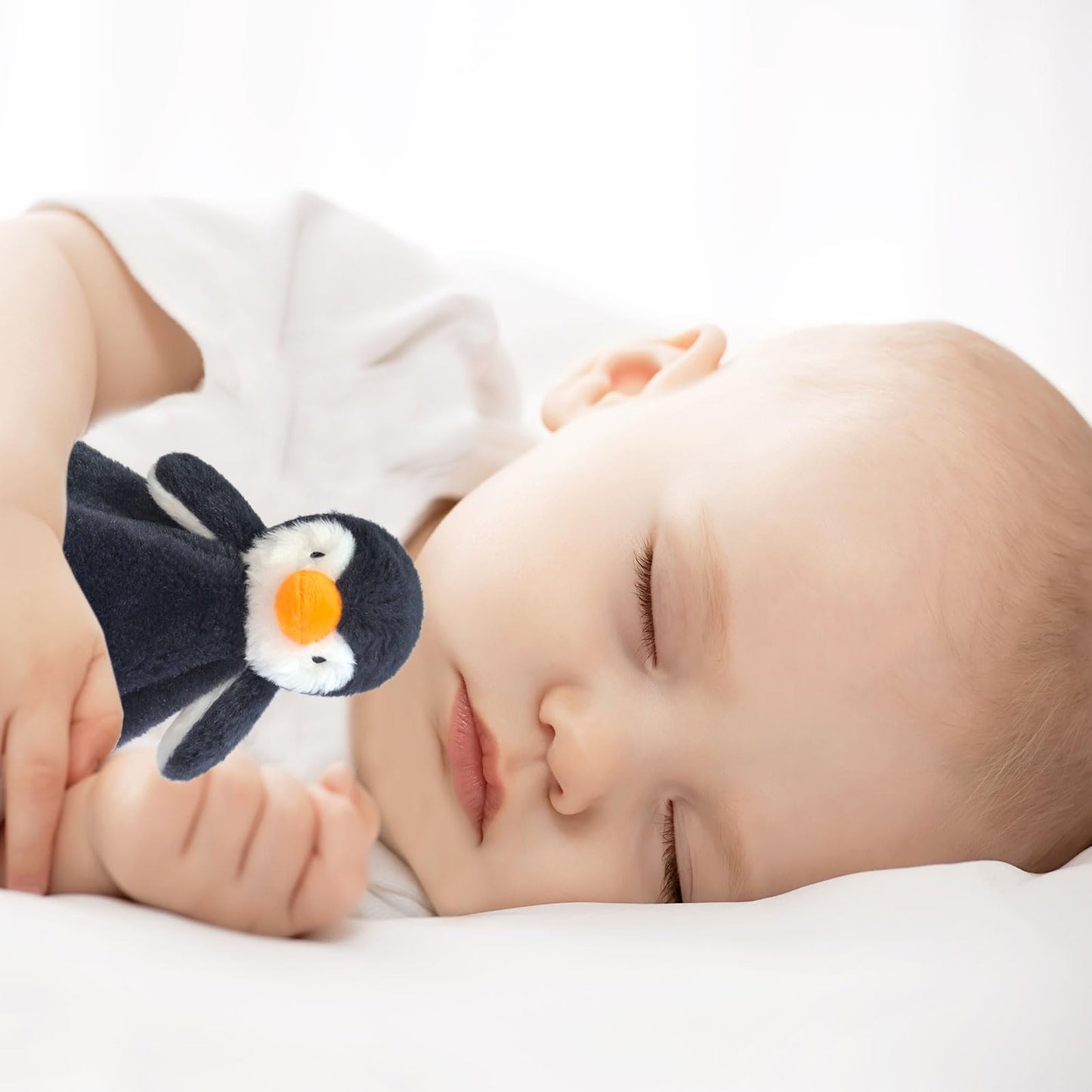Baby Gray Penguin Soft Stuffed Animal Security Blanket, Plush Penguin Character Lovey Blanket, Baby Shower/Nursery Gift, Newborn Infant Toddler Snuggle Blankie for Girls Boys, 14 Inches