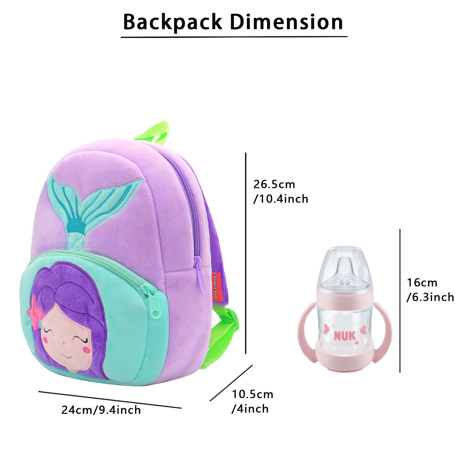 NICE CHOICE Cute Toddler Backpack Toddler Bag Plush Animal Cartoon Mini Travel Bag for Baby Girl Boy 2-6 Years(Grey Elephant)