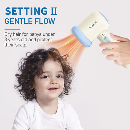 Cordless Baby Hair Dryer for Infant, Low Heat Gentle Air Rechargeable Small Hair Blow Dryer for Baby Butt Skin with 3 Speed Settings, 0-3 Years Using (Khaki)