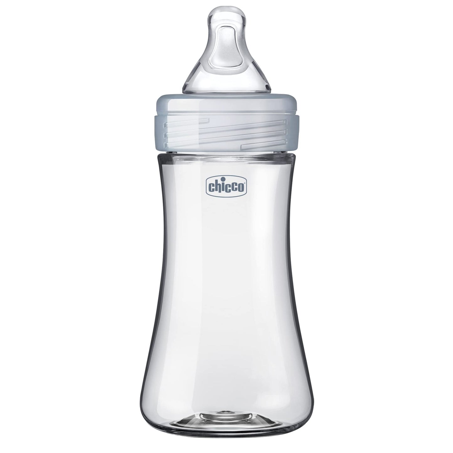 Chicco Duo 5oz. Hybrid Baby Bottle with Invinci-Glass Inside and Plastic Outside | Dishwasher, Bottle Warmer, and Electric Sterilizer Safe | Intui-Latch Nipple | Clear/Grey, 2pk