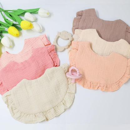 6 Pack Muslin Baby Bibs for Baby Girls, Muslin Bibs Drool Bandana Bibs (Sweet Pink)