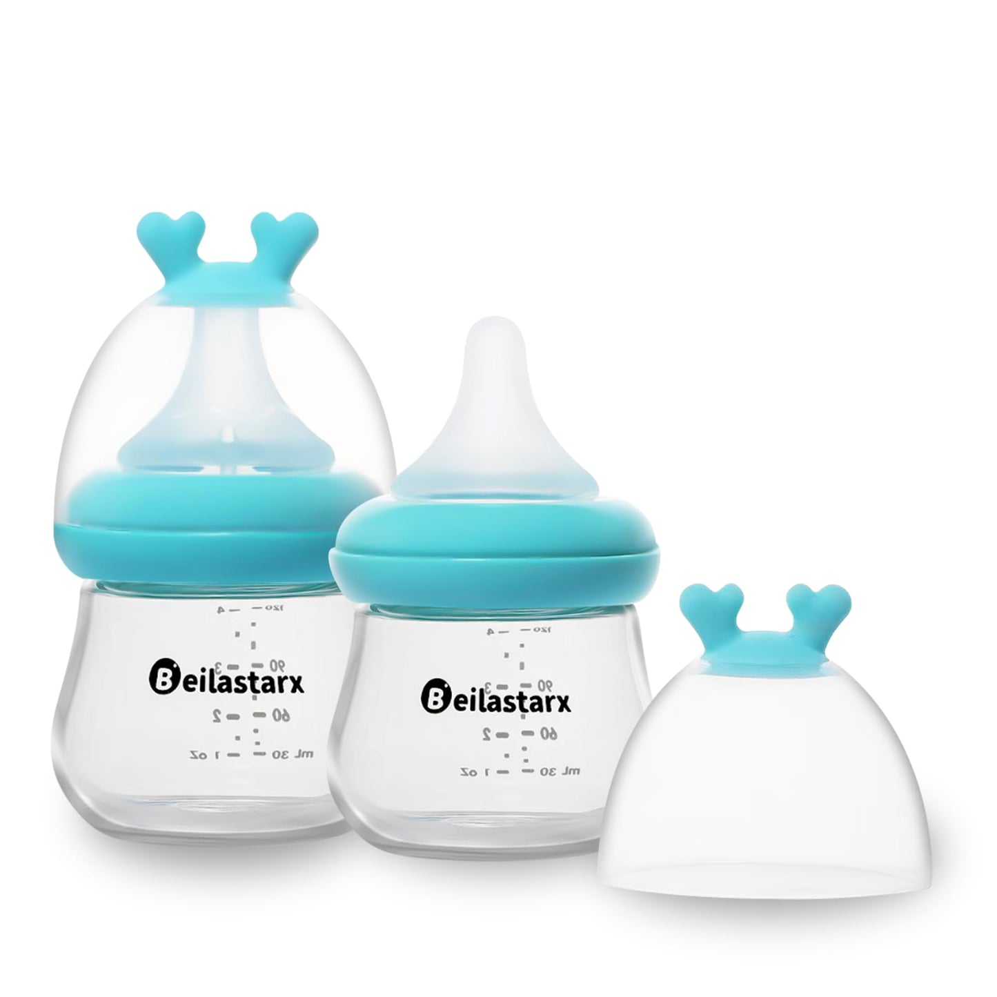 Glass Baby Bottles with Natural Response Nipple Size SS - Anti Colic Baby Bottles Wide Neck Slow Flow Baby Bottle (Red, 4oz (Pack of 4))