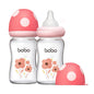 YOHKOH Natural Glass Baby Bottle with Natural Response Nipple, Newborn Anti-Colic Baby Bottles, Wide Neck Mushroom Cap Baby Bottle, Clear (8.8ounce (Pack of 4), Multicolour1)