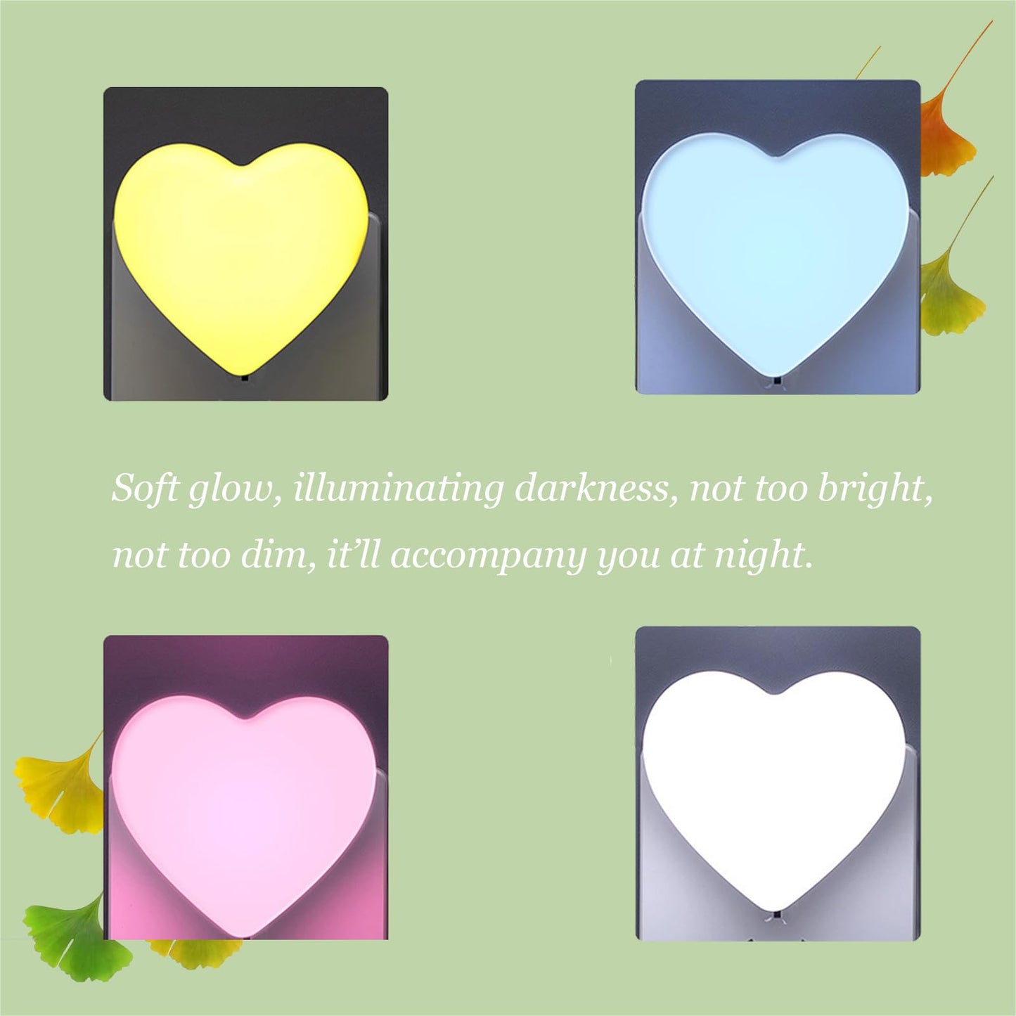Cute Night Lights, Heart Shape Nursery Nightlight with Light Sensors, Auto Dusk to Dawn Sensor, Soft Warm White, Ideal Nightlight for Bedroom, Bathroom, Hallway, Kitchen (Blue)