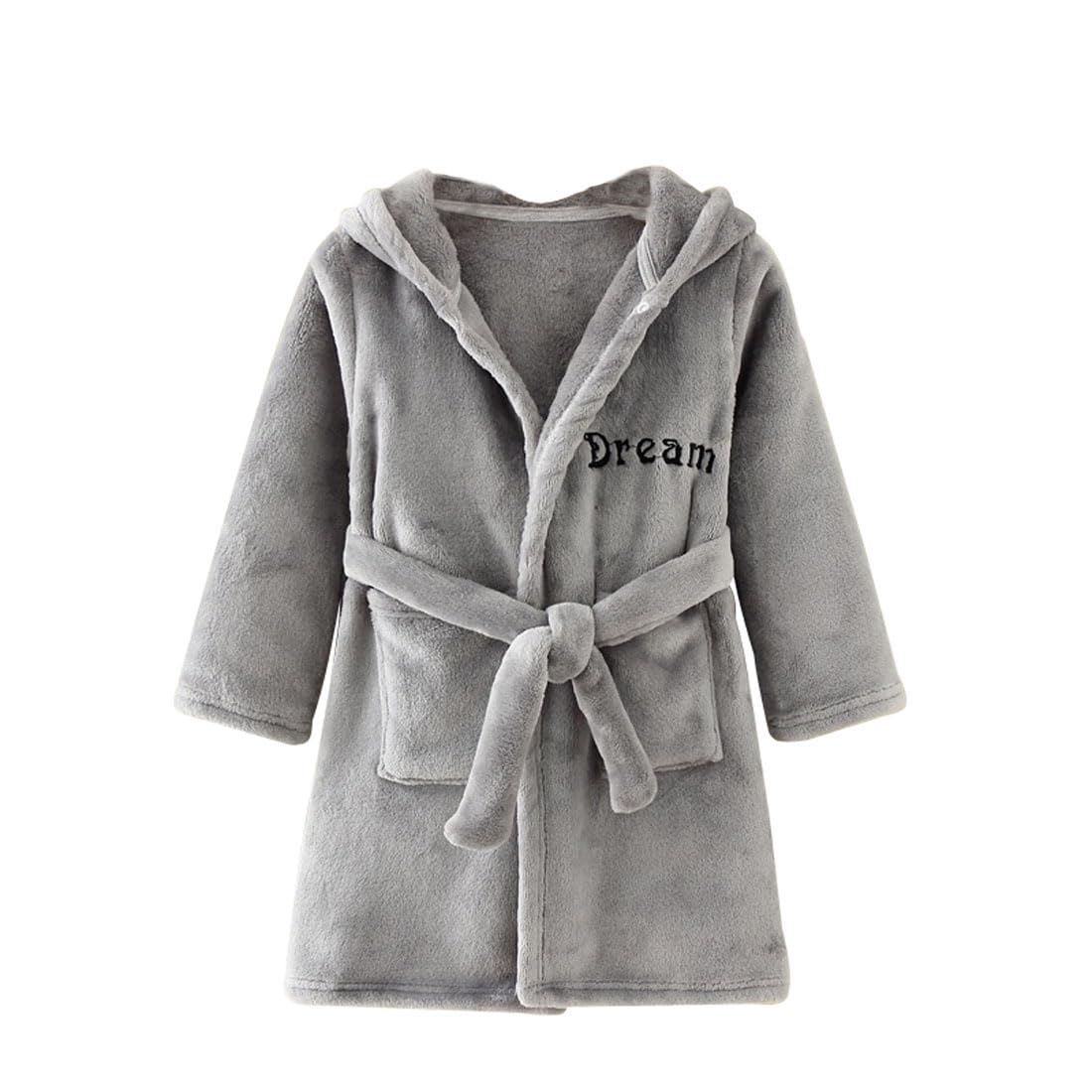 Toddlers Kids Hooded Robe Boys Girls Soft Flannel Bathrobes Pajamas Plush Robe