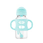 Dr. Brown's Milestones Wide-Neck Sippy Straw Bottle with 100% Silicone Handles and Weighted Straw, 9 oz/270 mL, Gray & Pink, 6m+, 2 Count (Pack of 1)