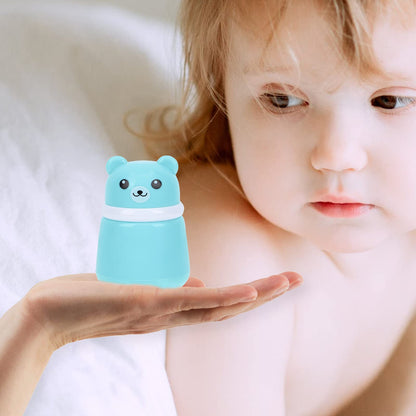 Cartoon Bears Baby Powders Puff Box, Pink Large-Capacity Powder Container with Sponge Puff, Safe and Gentle Design for Baby'S Skin, Portable for Home and Travel Use