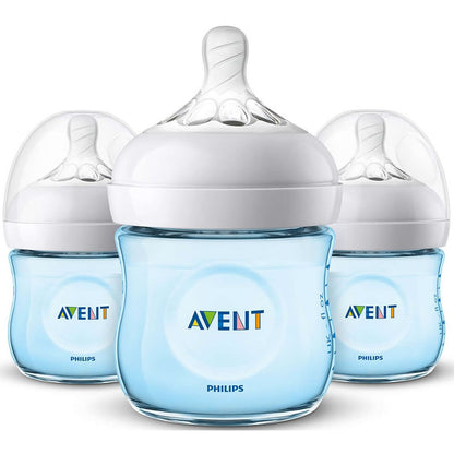 Philips AVENT Natural Baby Bottle, SCF010/37, Clear, 4 Ounce (Pack of 3)