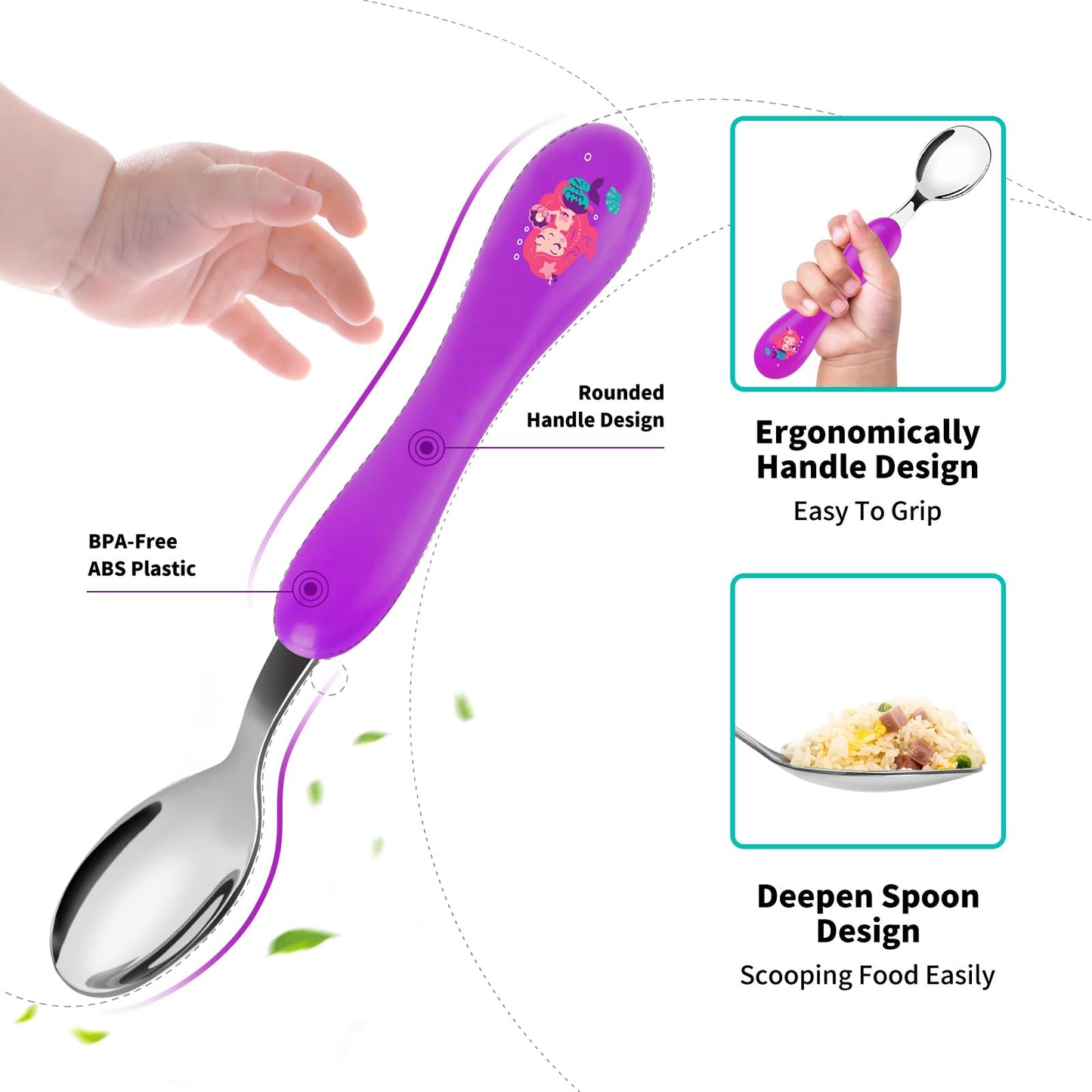 Lehoo Castle Kids Utensils, 6pcs Silverware Set, Safe Stainless Steel Toddler Fork and Spoon, Includes 3 Spoons and 3 Forks (Pink)