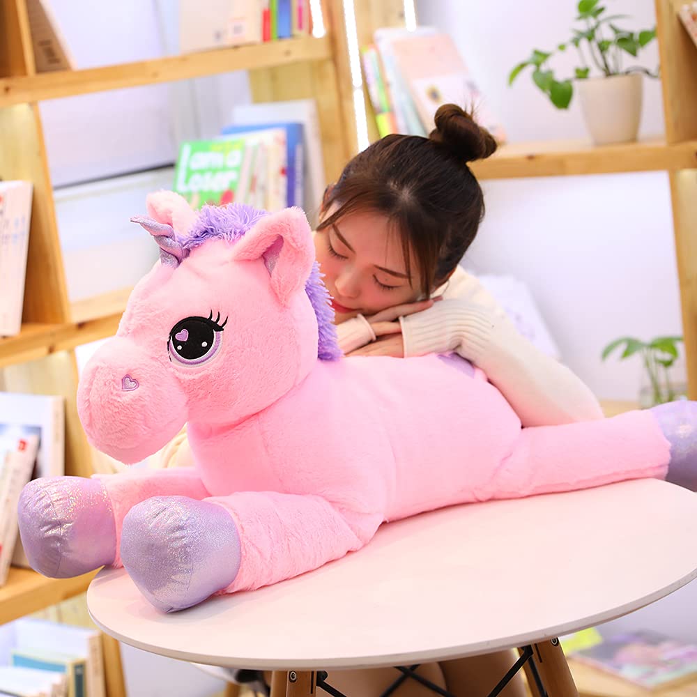 43" Giant Unicorn Stuffed Animal, Unicorn Plush Pillow Toys Big Plushy Fluffy, Gift for Girls Kids Boys Girlfriend, White & Purple