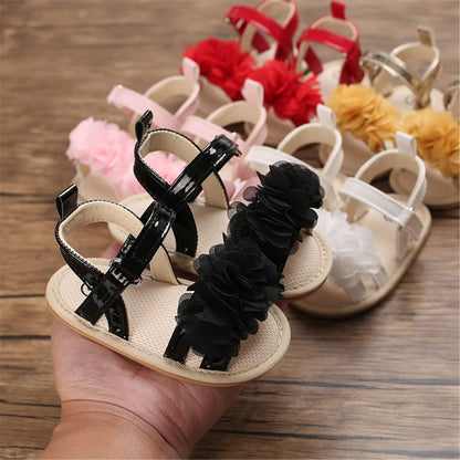 Timatego Infant Baby Girls Summer Sandals Anti-Slip Soft Sole with Flower Toddler First Walkers Crib Dress Shoes