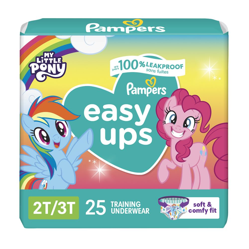 Pampers Training Pants - Easy Ups Girls & Boys - Size 5T-6T, 84 Count, Easy Pull Up & Down Design, My Little Pony Potty Underwear (Packaging May Vary)