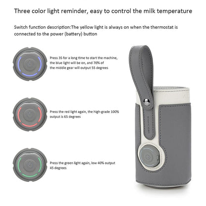 Bottle Warmer Bag 3 Temperature Adjustable Portable Baby Bottle Warmer for Connecting to Mobile Power