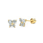 14k REAL Yellow Gold Butterfly Stud Earrings with Screw Back- 12 Different Color Available