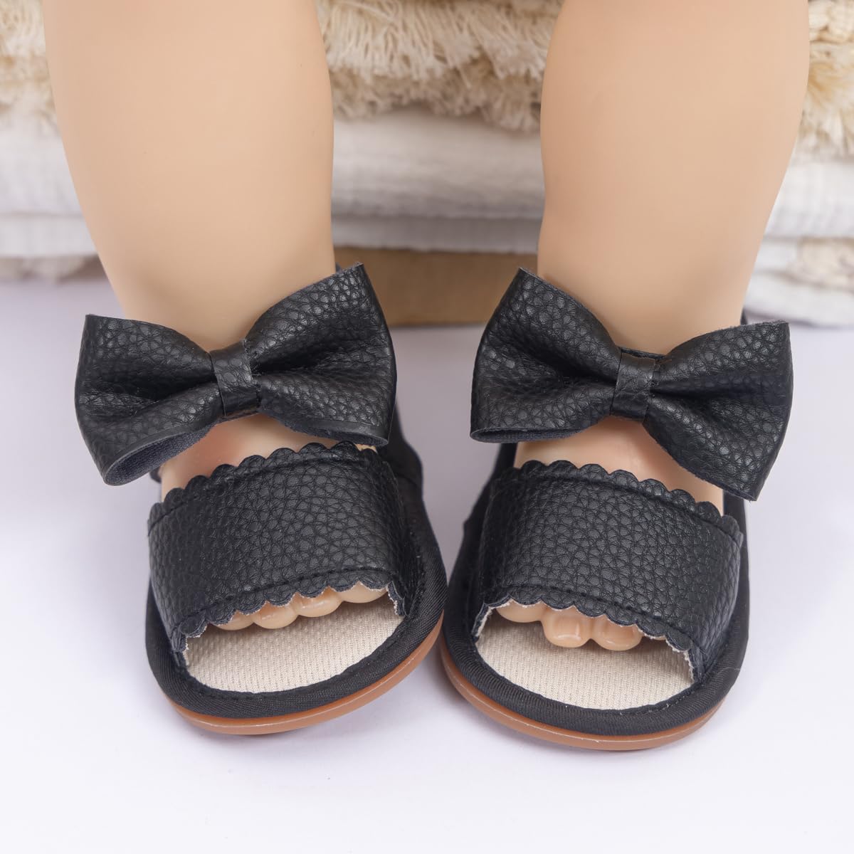 Kannior Infant Boys Girls Sandals Breathable Premium Baby Summer Outdoor Casual Beach Shoes Lightweight Toddler Flower Bowknot Anti Slip Rubber Sole Newborn Prewalker First Crib Shoes