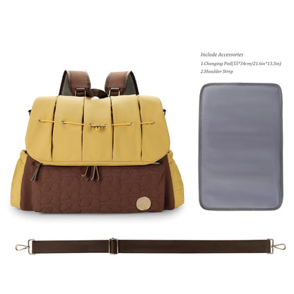 Lmbabter Diaper Bag Backpack Convertible Messenger Bag Travel Backpack Maternity Bags Stylish Baby Bag with Changing Pad for Mom (Brown)