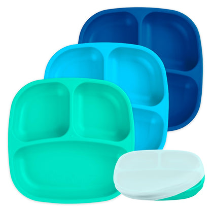 Re-Play Toddler Plates with Dividers - Deep-Walled 3 Compartments Divided Plates for Kids - Dishwasher & Microwave Safe - Made in USA - Set of 3-7.37" x 7.37" x 1.25" - Princess