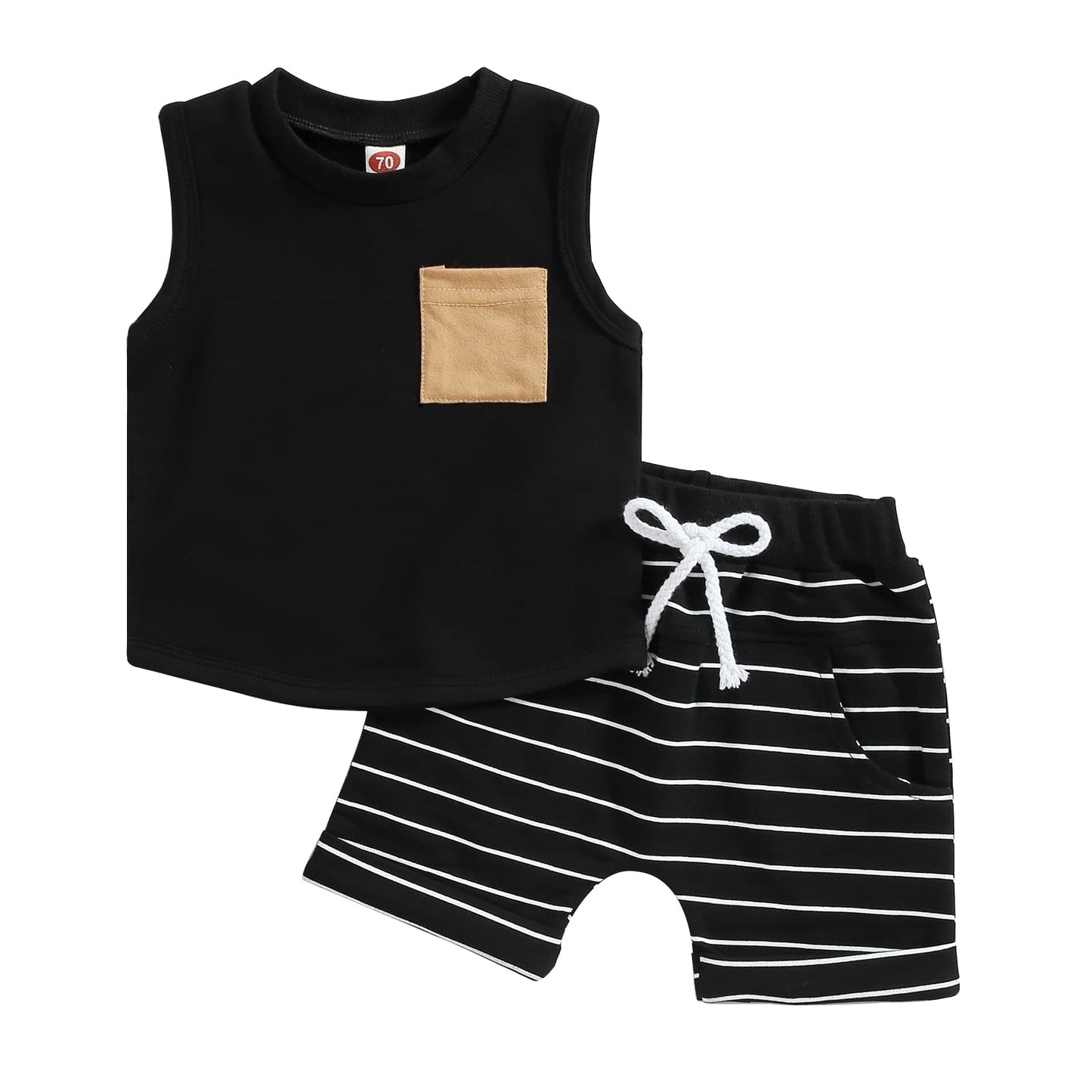 CIYCUIT 2Pcs Baby Boy Summer Clothes Infant Toddler Beach Outfits Sleeveless Tank Tops Shorts Set