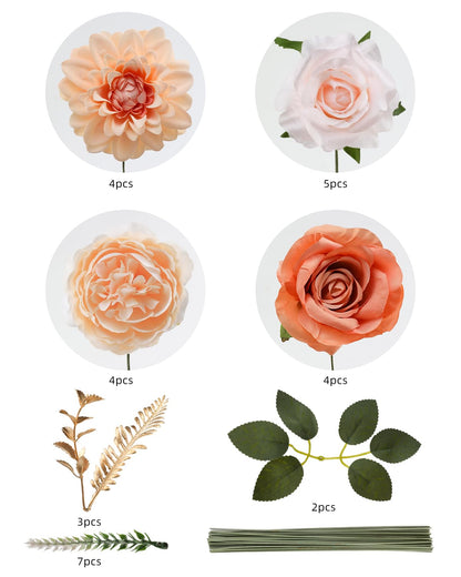 Artificial Flowers Combo for DIY Wedding Bouquets Combo Centerpieces Arrangements Party Bridal Baby Shower Home Decorations-Blush Pink