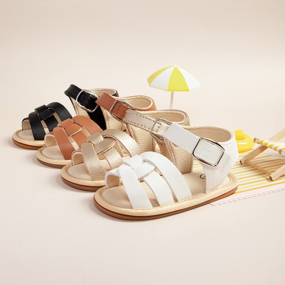ohsofy Baby Girls Boys Sandals Infant Summer Beach Casual Shoes Bow Princess Dress Flats Rubber Sole Non Slip Outdoor Fishman Sandals Toddler First Walker Crib Shoes