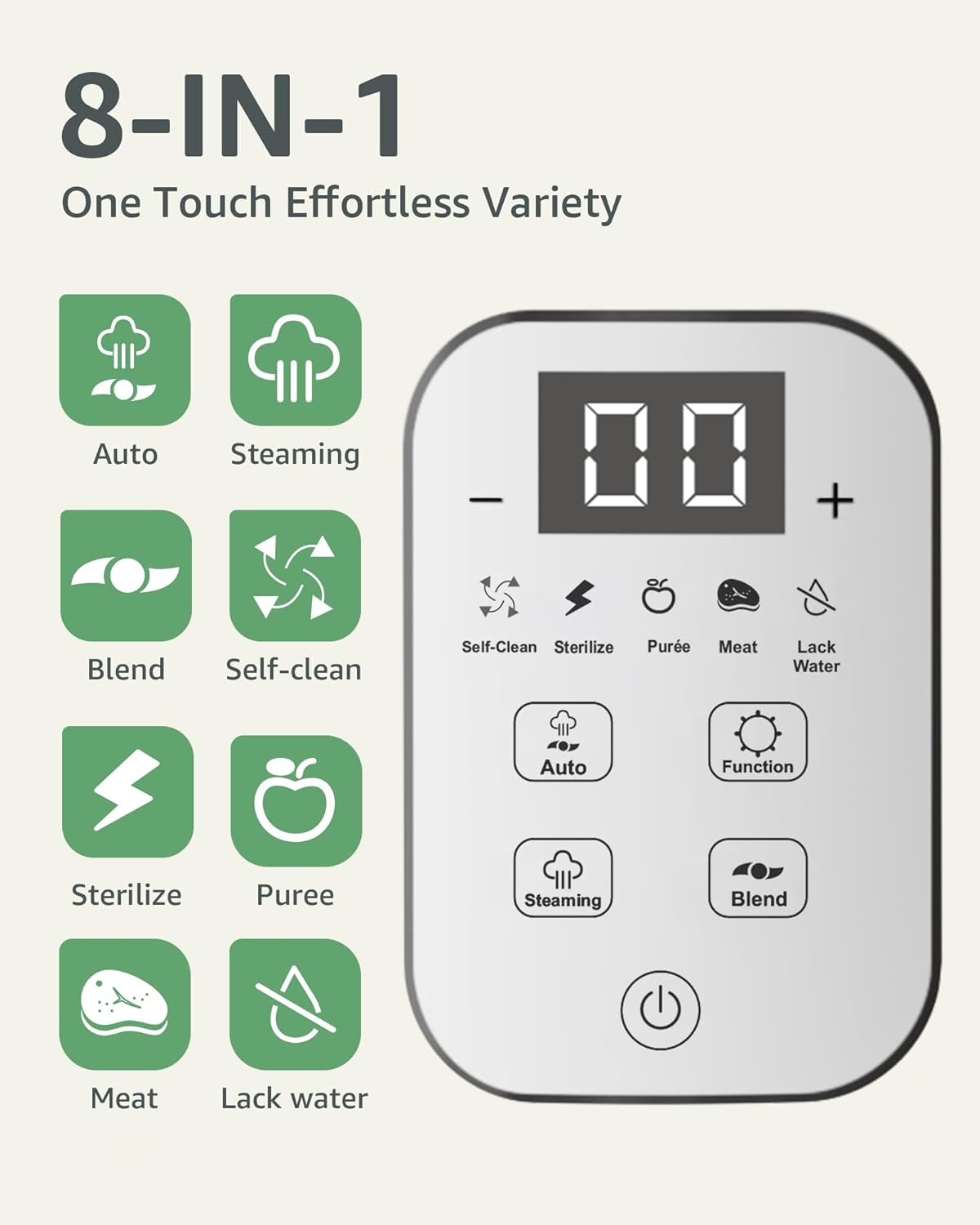 GROWNSY Baby Food Maker | Baby food Processor | All-in-One Baby Food Puree Blender Steamer Grinder Mills Machine Auto Cooking & Grinding with Self Cleans Touch Screen LCD Display, BPA Free