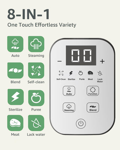 GROWNSY Baby Food Maker | Baby food Processor | All-in-One Baby Food Puree Blender Steamer Grinder Mills Machine Auto Cooking & Grinding with Self Cleans Touch Screen LCD Display, BPA Free