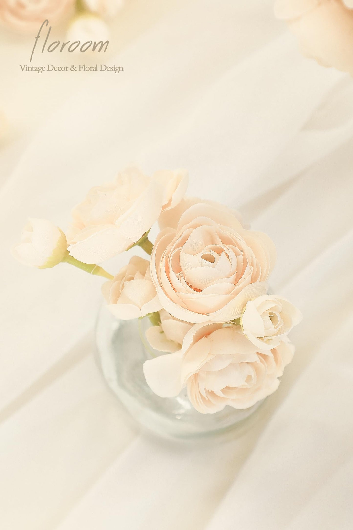 Floroom Ranunculus Artificial Flowers 18 Pcs Blush Faux Silk Mini Ranunculus Bulk Fake Wedding Filler Flowers for DIY Pink Bouquets, Centerpieces, Bridal Shower Decorations & Arrangements