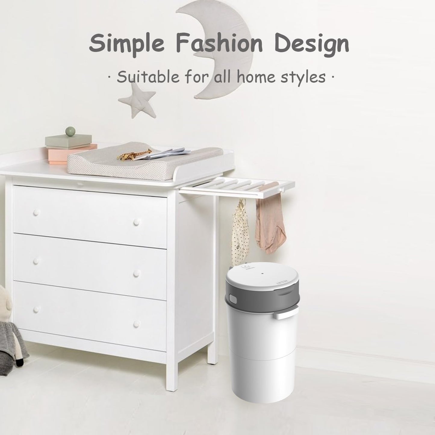 Bellababy Diaper Pail, Upgrade Baby Diaper Bin with Double Odor Locking, Includes 1 Refill (270 inches/pcs), Compact Design for Nursery