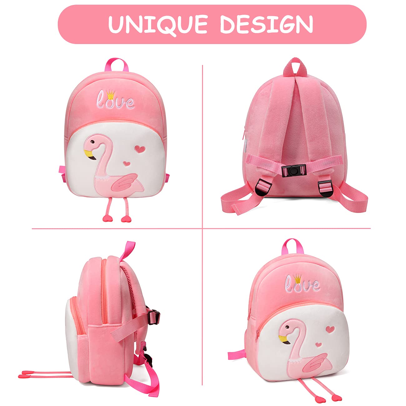 VASCHY Toddler Backpack, Baby Boys and Girls Cute Plush Animal Small Daycare Backpack for Baby Little Kids Yellow Cat