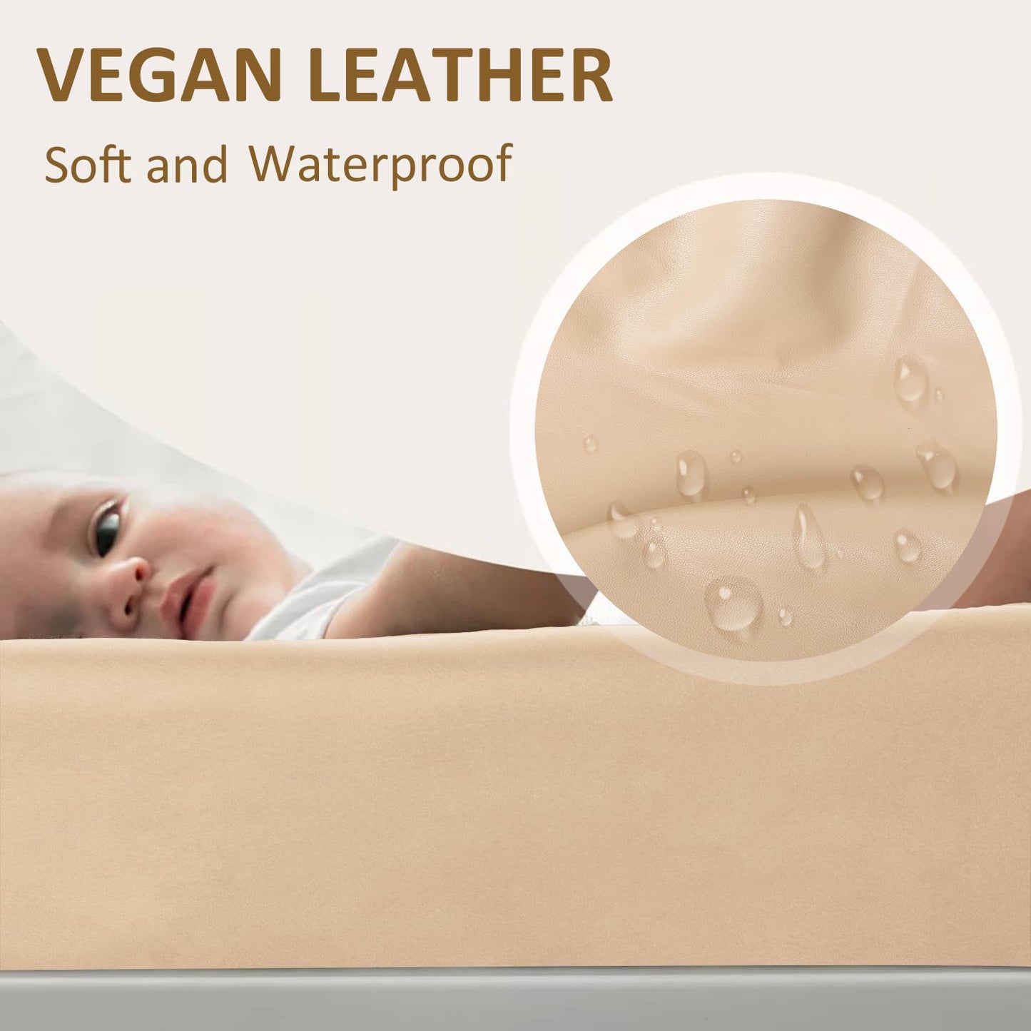 Owlowla Changing Pad Cover,Waterproof Changing Pad Covers-Soft Leather Diaper Changing Table Cover,Fits Standard Changing Pads for Baby Boy Girl（Brown）