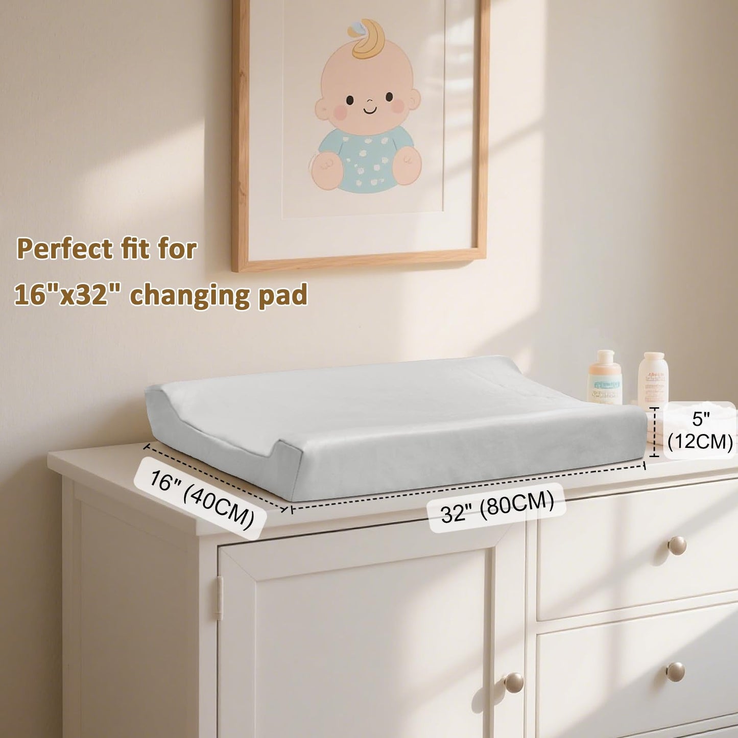 Owlowla Changing Pad Cover,Waterproof Changing Pad Covers-Soft Leather Diaper Changing Table Cover,Fits Standard Changing Pads for Baby Boy Girl（Brown）