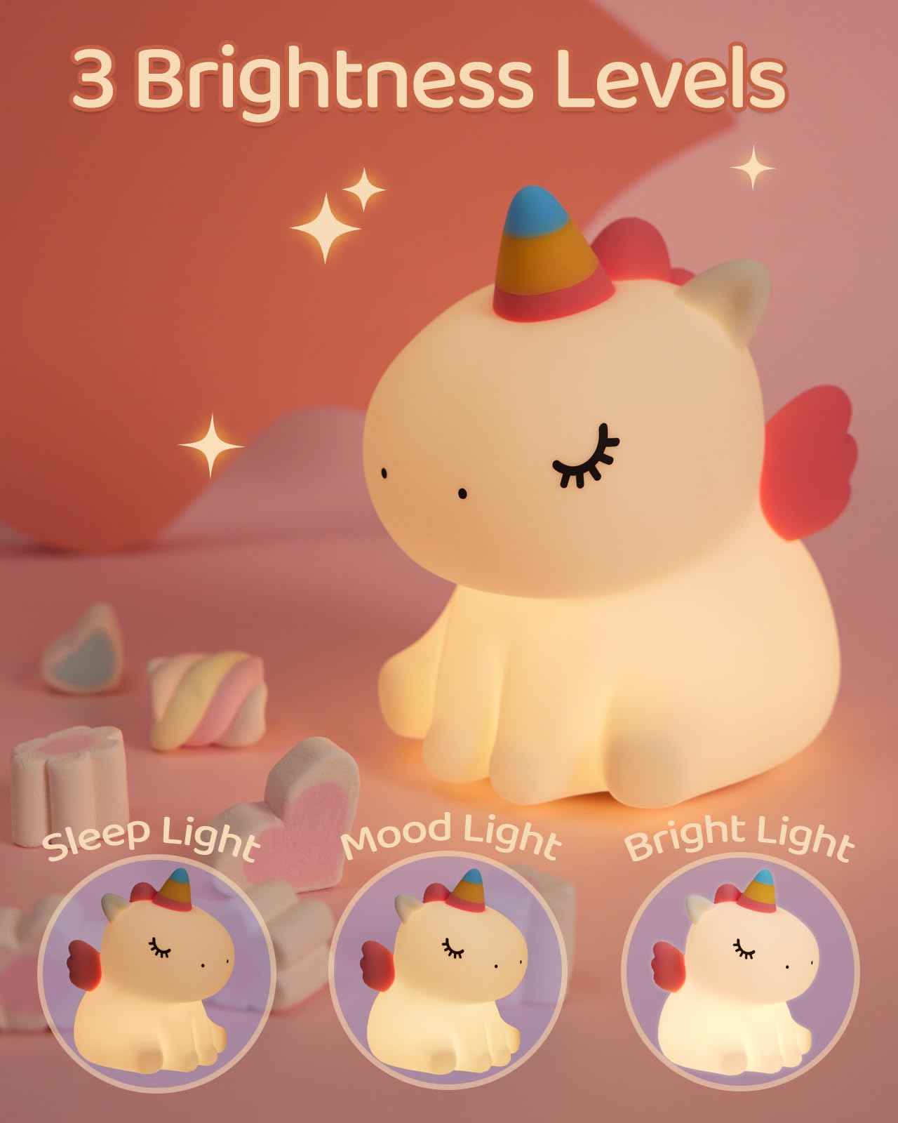 Panda Night Light, Cute Squishy Dimmable Lamp for Kids, Toddler and Baby Room, Bedroom Light
