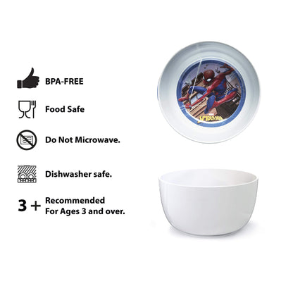 Zak Designs 5-Piece Dinnerware Set, Baby Shark - Durable Plastic & Stainless Steel - Includes Water Bottle, 8-Inch Plate, 6-Inch Bowl, Fork & Spoon - Suitable for Kids Ages 3+