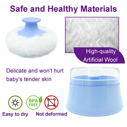 BPA Free Baby Powder Puff Box, Large 2.8" Fluffy Body After-Bath Powder Case, Baby Care Face/Body Villus Powder Puff Container, Makeup Cosmetic Talcum Powder Container with Hand Holder (Pink)