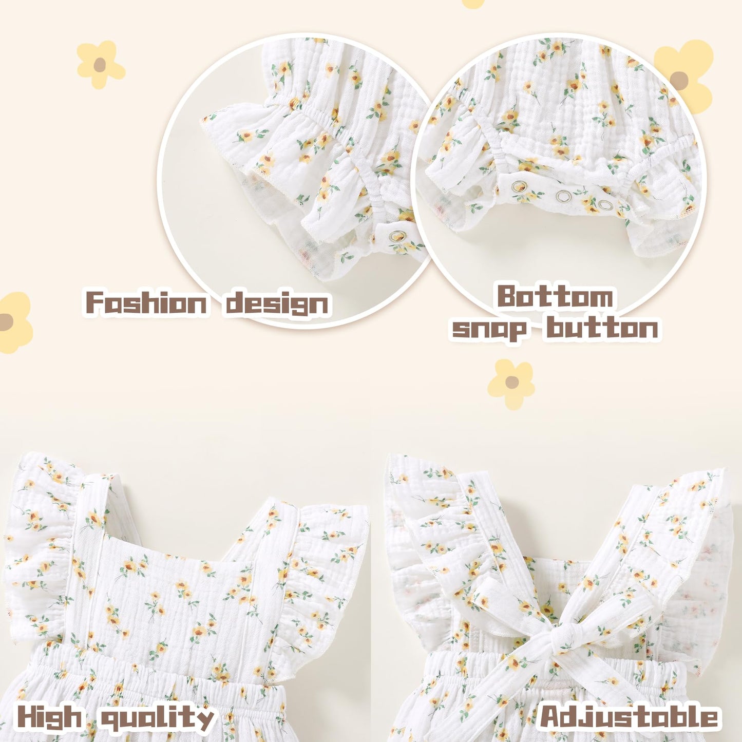 Happy Town Newborn Baby Girl Clothes Infant Summer Romper Sleeveless Floral Cute Outfits One Piece Jumpsuit Bodysuit