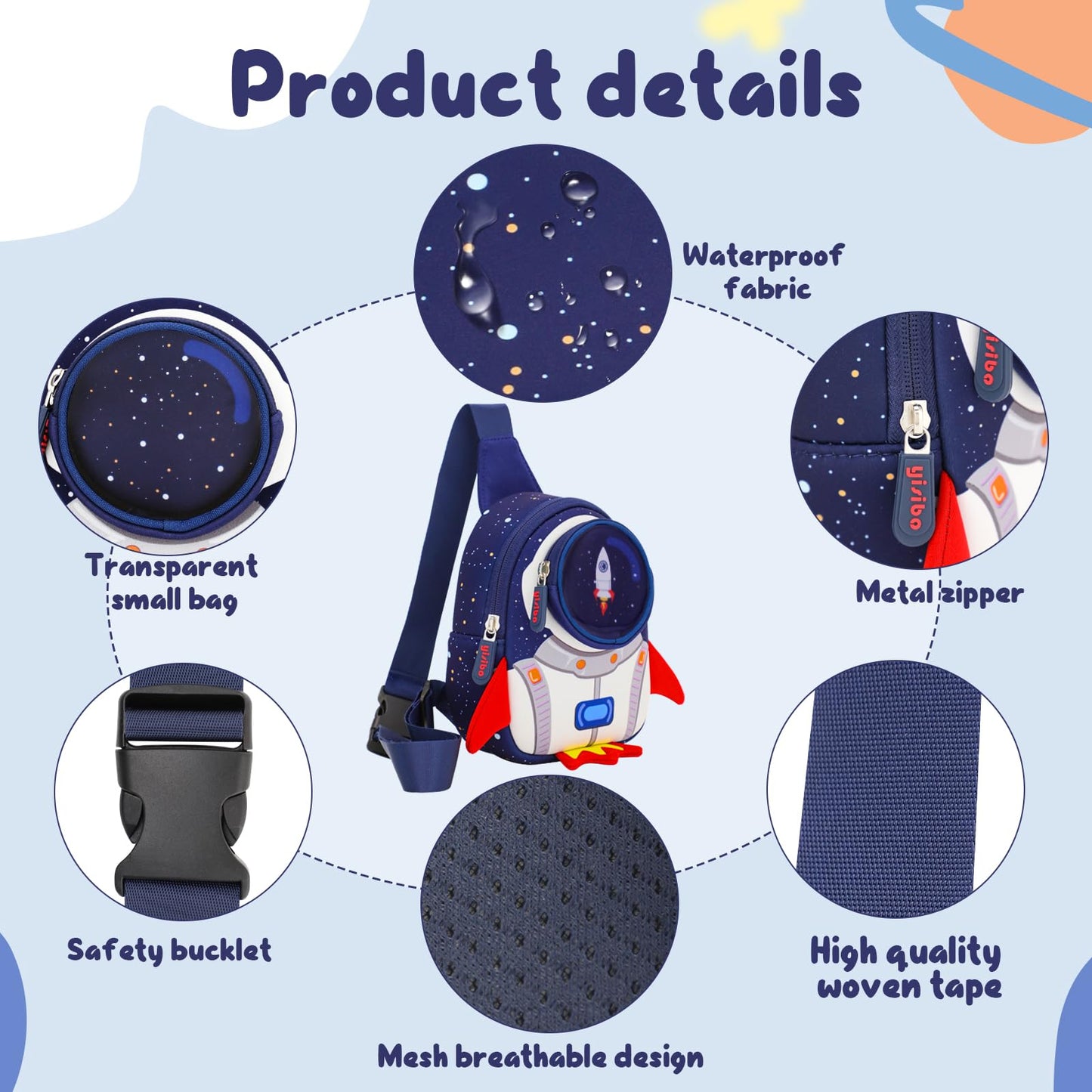yisibo Rocket Toddler Backpack with Leash,3-6 Years Anti-lost Kids Backpack,Children Backpack for boys girls