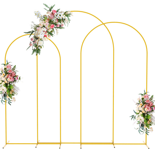 Wokceer Wedding Arch Backdrop Stand 6FT, 5FT, 4FT Set of 3 Gold Metal Arch Stand for Wedding Ceremony Baby Shower Birthday Party Decor