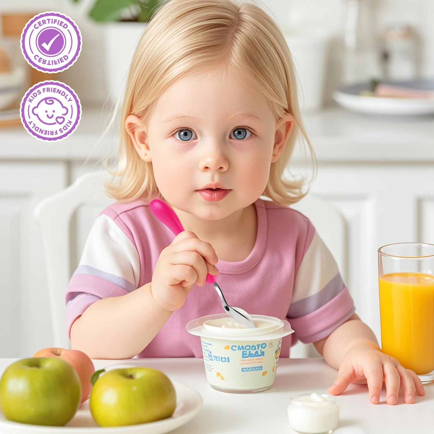 Lehoo Castle Kids Utensils, 6pcs Silverware Set, Safe Stainless Steel Toddler Fork and Spoon, Includes 3 Spoons and 3 Forks (Pink)