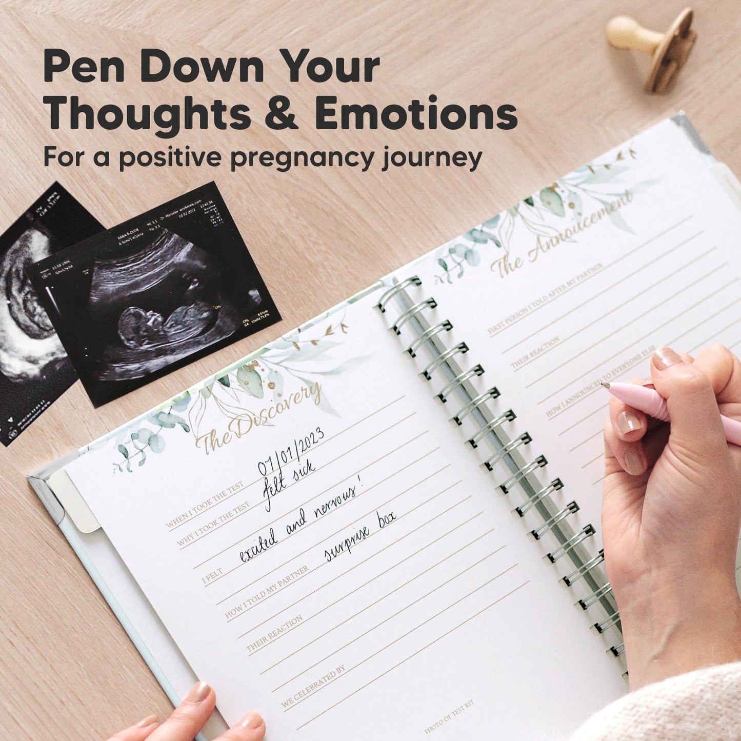 Pregnancy Journal for First Time Moms Gifts - 90 Pages Hardcover Pregnancy Memory Book, Beautiful & Cute Baby Book Keepsake, Ultrasound Baby Scrapbook, First Mother's Day Gifts (Alpine)