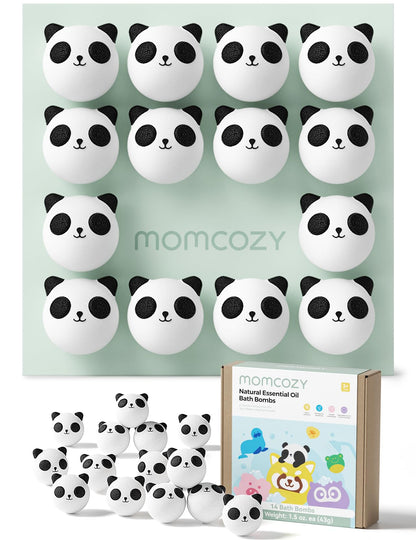 Momcozy Natural&Organic Essential Oil Bath Bombs,14 Pcs Bubble Bath Fizzy Balls with 7 Cute Animal Shapes,Bath Bombs Gift Set for Kids Girls Boys Toddler, Ideal Gift for Children's Day, Bath Bomb Kit