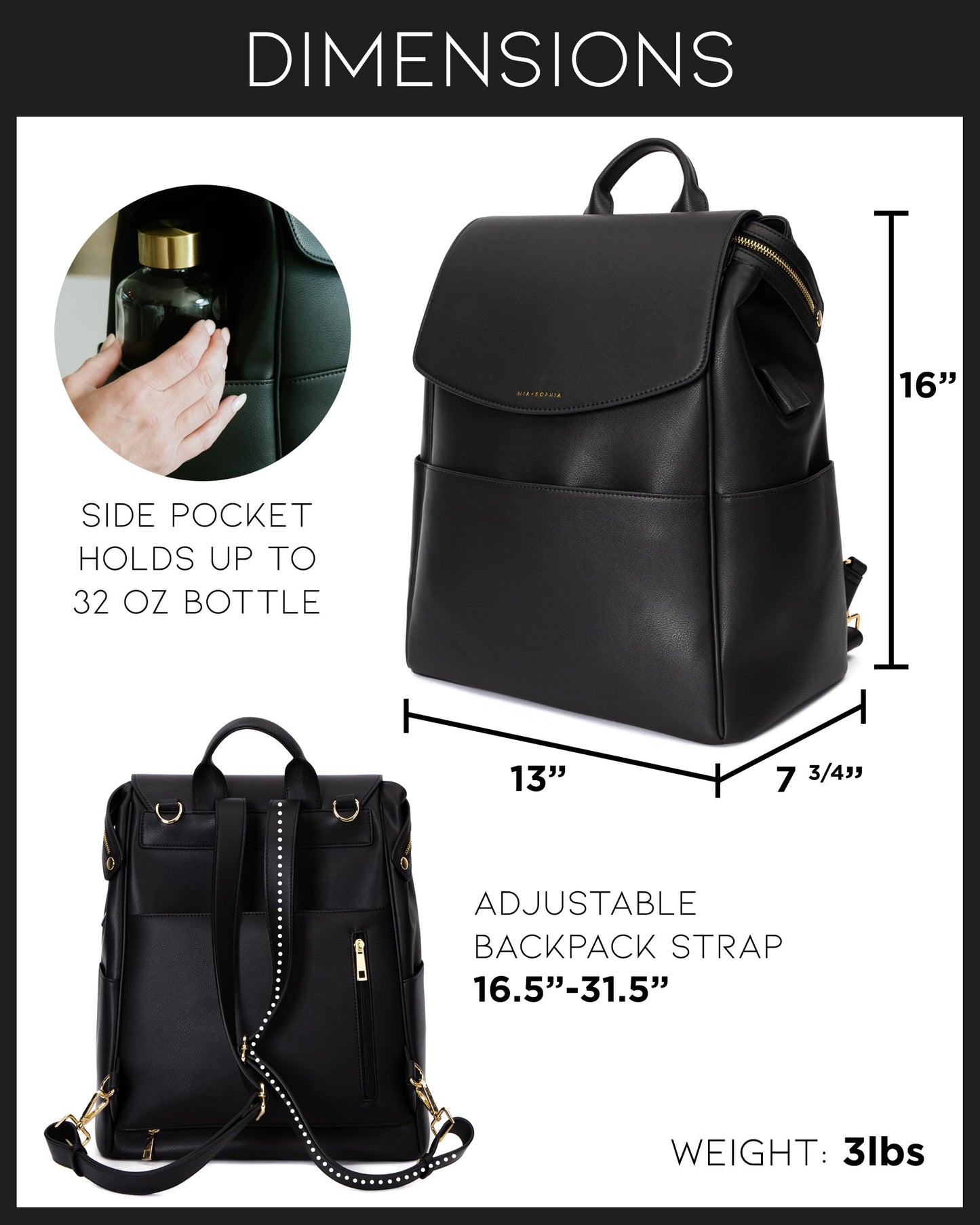 Leather Diaper Bag Backpack with USB Charging port, Changing Pad, Stroller Straps, and Bottle Holder (Brown Olivia)