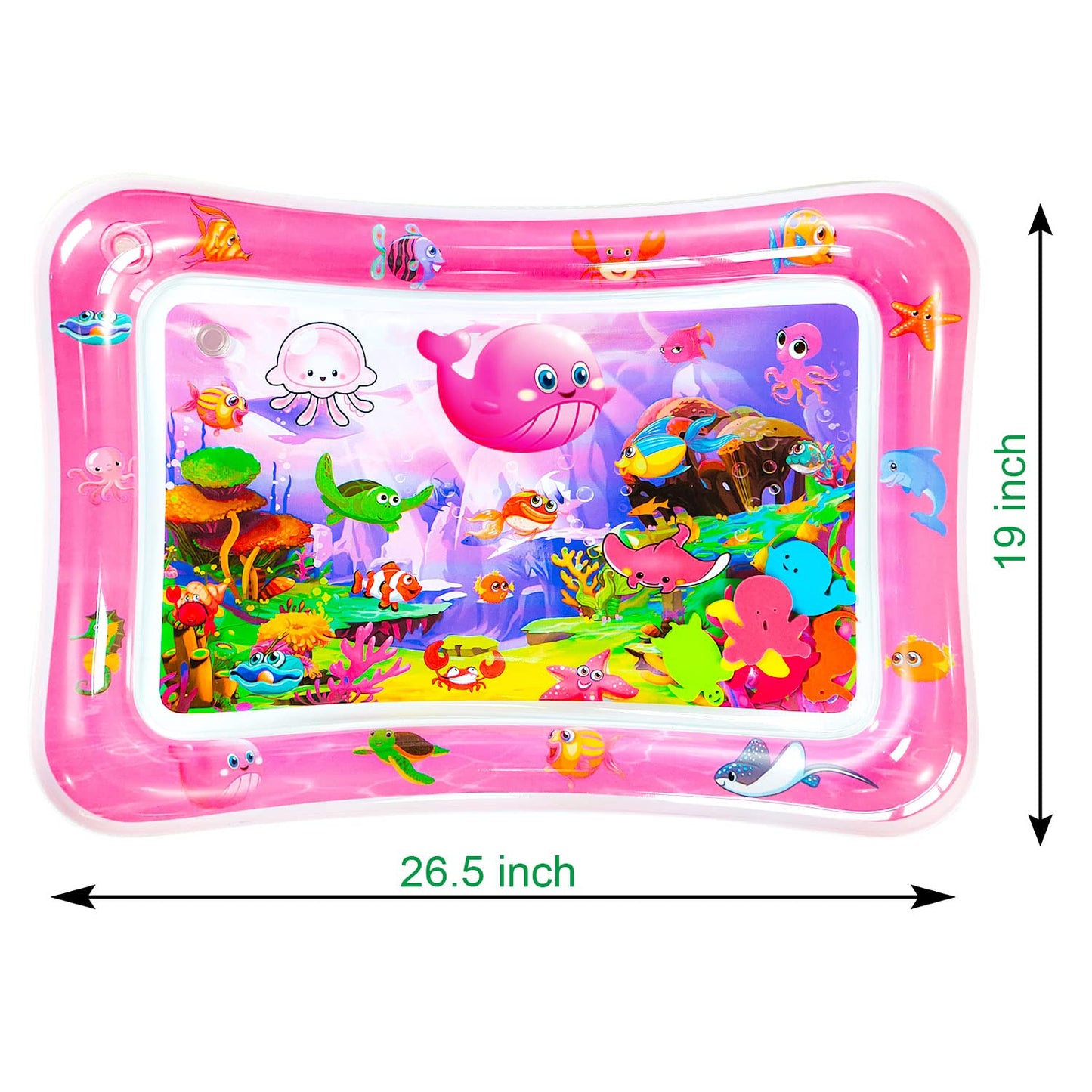 ZHUYNXIR Extra Big Infant Toys, Tummy time mats,Tummy time Toys, Baby Pink Water Play mat, Fun Early Development Activity Play Center for Newborn, Pink 39.5x31.5 in.