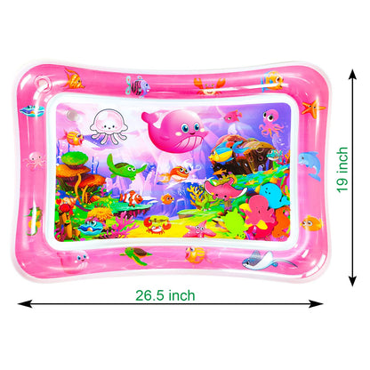 ZHUYNXIR Extra Big Infant Toys, Tummy time mats,Tummy time Toys, Baby Pink Water Play mat, Fun Early Development Activity Play Center for Newborn, Pink 39.5x31.5 in.