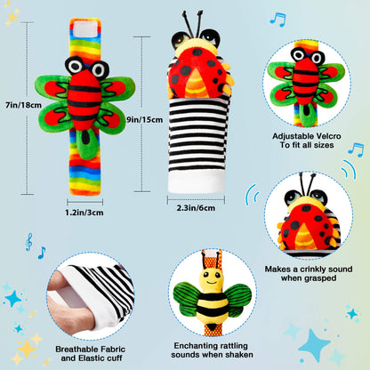 Baby Rattles 0-6 Months: Baby Toys Baby Essentials Rattles for Babies 6-12 Months Infant Toys 0-3 Months Newborn Toys Wrist Rattle Socks - Newborn Essentials Must Haves Gifts for Girl Boy