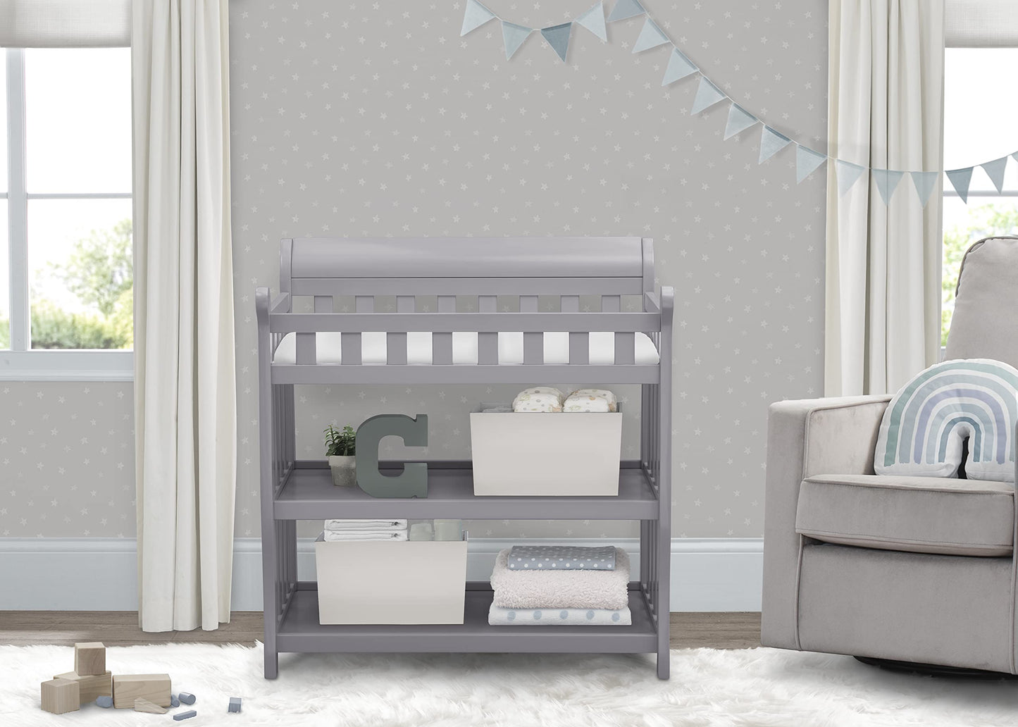 Delta Children Eclipse Changing Table with Changing Pad, White